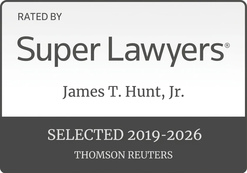 Super Lawyers badge: James T. Hunt, Jr., selected 2019 to 2026, Thomson Reuters